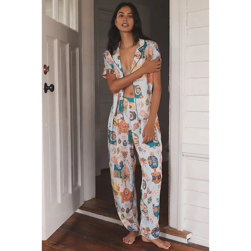 Anthropologie | Lyrebird | Feminine Printed Silky Pajama Set | Sz S | NWT